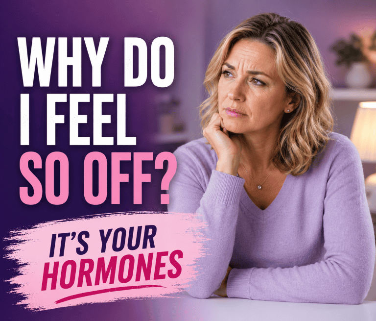 Woman experiencing menopause hormonal imbalance feeling confused and off